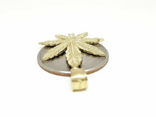 Load image into Gallery viewer, New 14k yellow gold marijuana leaf weed pendant charm fine gift jewelry 2.6g
