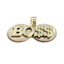 Load image into Gallery viewer, New 10k yellow Gold Boss dollar sign word Pendant charm fine gift jewelry 4.2g
