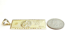 Load image into Gallery viewer, 14k yellow gold 100 dollar bill money lucky pendant charm fine jewelry 9.8g

