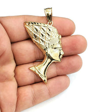 Load image into Gallery viewer, 10k yellow solid Gold Egyptian queen Nefertiti head Pendant fine jewelry 6.4g
