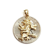Load image into Gallery viewer, New 14k yellow Gold solid Witch on Broom Pendant charm Gift fine jewelry 2.7g
