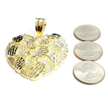 Load image into Gallery viewer, New 10k yellow gold nugget big heart pendant charm fine gift women jewelry 22.8g
