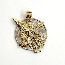Load image into Gallery viewer, New 10k yellow gold saint Michael pendant charm fine religious gift jewelry 2.3g
