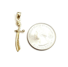 Load image into Gallery viewer, New 14k yellow Gold solid sword Machete Pendant charm gift fine jewelry 1.4g
