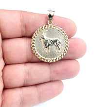 Load image into Gallery viewer, 10k yellow Gold round Goat Pendant charm diamond cut animal fine jewelry 5g
