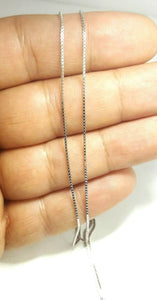 New 14K white Gold 0.80mm Square Box Chain Necklace fine gift jewelry 2.3g 22"