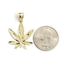 Load image into Gallery viewer, New 10k yellow gold marijuana leaf weed pendant diamond cut medical jewelry 2.2g
