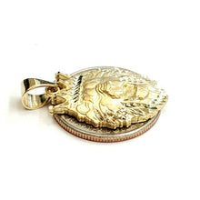Load image into Gallery viewer, 14k yellow Gold lion head face crown Leo zodiac Pendant charm fine jewelry 4.2g
