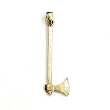 Load image into Gallery viewer, New 14k Yellow Gold 3D AXE Pendant charm tool fine jewelry 2.5g
