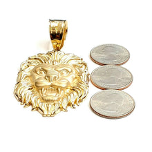 Load image into Gallery viewer, 14k yellow solid Gold big lion Leo head face Pendant charm fine jewelry 23.7g
