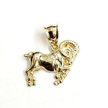 Load image into Gallery viewer, 10k yellow solid Gold Ram Aries Zodiac Sign Charm Pendant fine gift jewelry 1.5g
