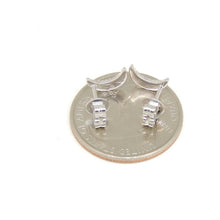 Load image into Gallery viewer, New 14k white Gold 0.11Ct Round Diamond moon stud Earrings Push Back Fastening
