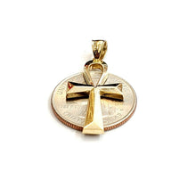 Load image into Gallery viewer, 10k yellow gold Egyptian ankh cross pendant charm fine religious jewelry 1.9g
