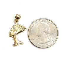 Load image into Gallery viewer, 14k solid yellow Gold Egyptian Nefertiti head queen Pendant fine jewelry 1.3g
