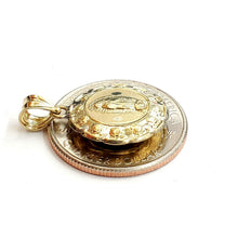 Load image into Gallery viewer, New 10k yellow gold hollow two sided Jesus &amp; virgin Guadalupe pendant 0.69" 2.3g
