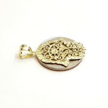 Load image into Gallery viewer, New 10k yellow gold khamsa hamsa hand lucky Jewish filigree pendant fine gift 2g
