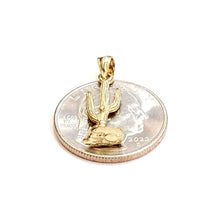 Load image into Gallery viewer, New 14k yellow solid Gold 3D saguaro cactus Pendant charm gift fine jewelry 1.4g
