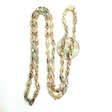Load image into Gallery viewer, 14K 3 color gold 3.5mm Turkish chain diamond cut Necklace fine jewelry 24" 20.6g
