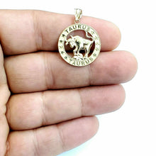 Load image into Gallery viewer, 10k yellow solid Gold round Taurus bull zodiac Pendant charm fine jewelry 2.4g
