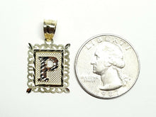 Load image into Gallery viewer, 10k two tone gold initial P pendant alphabet charm diamond cut fine jewelry 1.9g
