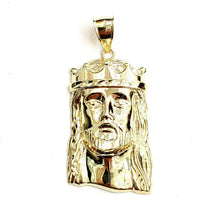 Load image into Gallery viewer, 10k yellow gold Jesus face crown head pendant charm fine religious jewelry 7.1g
