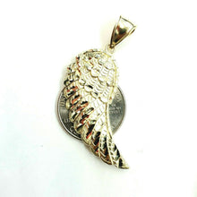 Load image into Gallery viewer, 10k Yellow Gold Single Angel Wing Pendant Diamond Cut Unisex fine jewelry 3.7g
