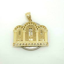 Load image into Gallery viewer, 14k two tone gold last supper pendant charm with zirconia religious jewelry 4.7g
