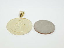 Load image into Gallery viewer, 10k yellow gold round saint Cristopher pendant fine religious jewelry 1.16" 4.9g
