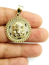 Load image into Gallery viewer, 10k yellow gold round Jesus face head pendant charm religious jewelry 1.18" 6.1g

