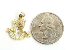 Load image into Gallery viewer, New 14k yellow gold frog pendant charm diamond cut gift unisex fine jewelry 1.2g
