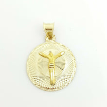 Load image into Gallery viewer, 14k yellow gold round Jesus pendant charm gift religious fine jewelry 0.63" 1.2g
