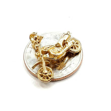Load image into Gallery viewer, 14k yellow Gold 3D motorcycle Pendant charm sport bikers gift fine jewelry 3.8g
