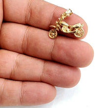 Load image into Gallery viewer, 14k yellow Gold 3D motorcycle Pendant charm sport bikers gift fine jewelry 3.8g
