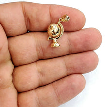 Load image into Gallery viewer, New 14k yellow gold 3D SPINNING round globe planet earth world map pendant 1.5g
