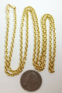 New 10K yellow gold 3.5mm Hollow rolo link chain Necklace 10.7 Grams 30"