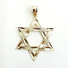 Load image into Gallery viewer, 14k yellow gold star of David Jewish Israel charm pendant religious jewelry 4.4g
