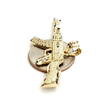 Load image into Gallery viewer, 14k yellow Gold AK-47 machine gun military rifle Pendant charm fine gift 4.3g
