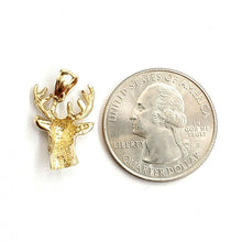 Load image into Gallery viewer, 14k yellow Gold deer buck male head wild Animal Pendant charm gift jewelry 2g
