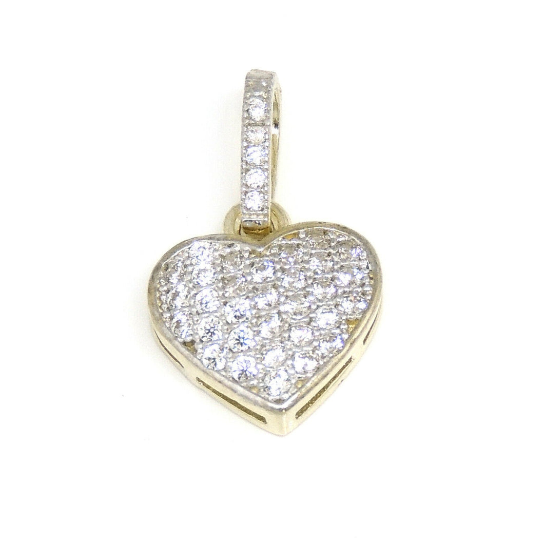 New 14k yellow Gold heart Pendant cubic zirconia gift fine jewelry for her 1.5g