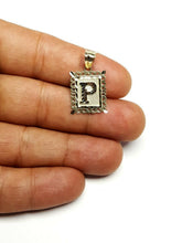 Load image into Gallery viewer, 10k two tone gold initial P pendant alphabet charm diamond cut fine jewelry 1.9g
