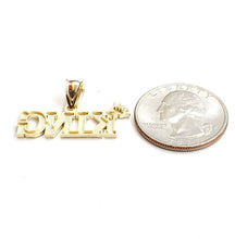 Load image into Gallery viewer, New 10k yellow Gold KING Crown word Pendant charm diamond cut fine jewelry 2g
