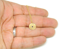 Load image into Gallery viewer, 14k yellow gold 0.17ct diamond sapphire evil eye necklace 18&quot; adjustable chain
