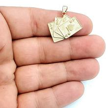 Load image into Gallery viewer, 14k yellow Gold 4 Aces playing cards pendant Vegas gambling fine jewelry 2g
