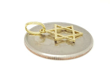 Load image into Gallery viewer, 14k yellow gold star of David Jewish Israel charm pendant religious jewelry 0.6g
