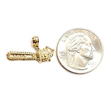 Load image into Gallery viewer, 14k Yellow Gold 3D chain saw Pendant charm construction tool fine jewelry 1.8g
