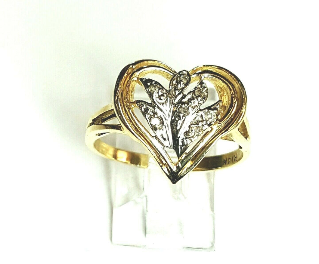 0.04Ct Natural Diamond In 14k yellow Gold Women's heart Ring fine jewelry Size 7