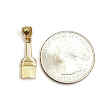Load image into Gallery viewer, New 14k Yellow Gold paint brush Pendant charm painting tool fine jewelry 1.2g
