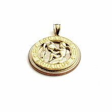 Load image into Gallery viewer, 14k yellow Gold round Aquarius zodiac astrology Pendant charm fine jewelry 2.8g
