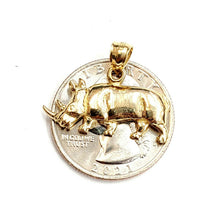 Load image into Gallery viewer, New 14k yellow Gold Rhinoceros Full body animal Pendant charm fine jewelry 3.3g
