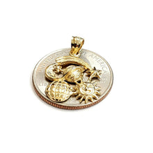 Load image into Gallery viewer, 14k yellow gold sun moon shooting star planets pendant charm fine jewelry 2.1g
